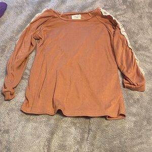 Grace & Emma Long Sleeve Top with Lace Detail